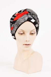 Turban chamaré rouge noir